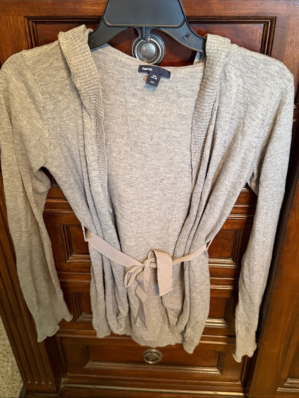 Gap Open-Front Belted Cardigan Sweater - Grey